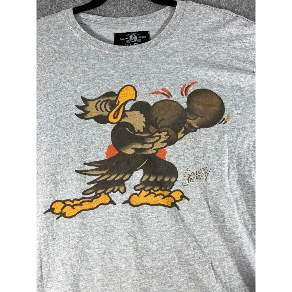 Sailor Jerry Mens Gray Boxing Eagle Tattoo Graphic T-Shirt XL Death or Glory